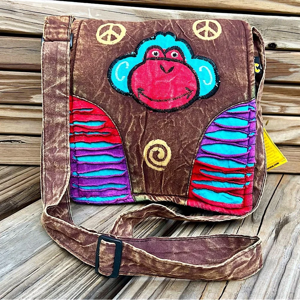 - Karma Circle Boho Monkey Distressed Crossbody Bag! NEW!